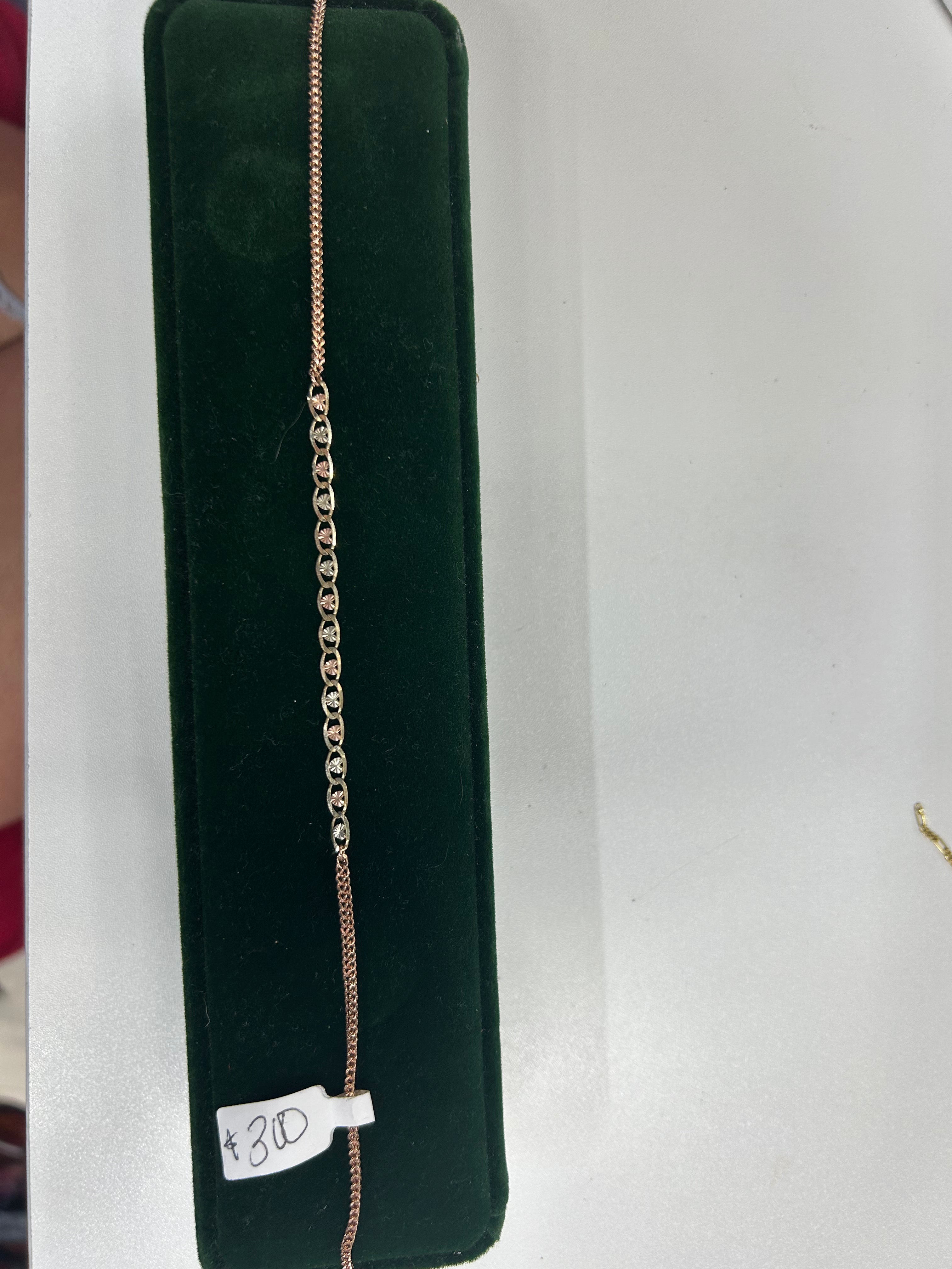 10k rose cage tri heart Valentino mix chain