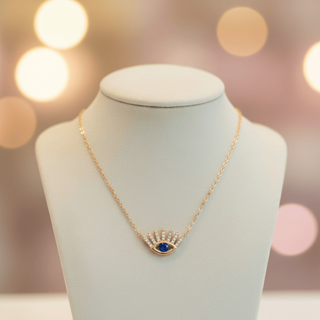 10k Blue Evil Eye Necklace