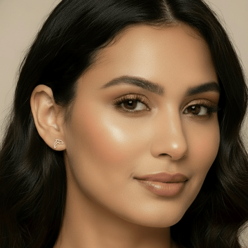 10k Dainty Dolphin Earrings