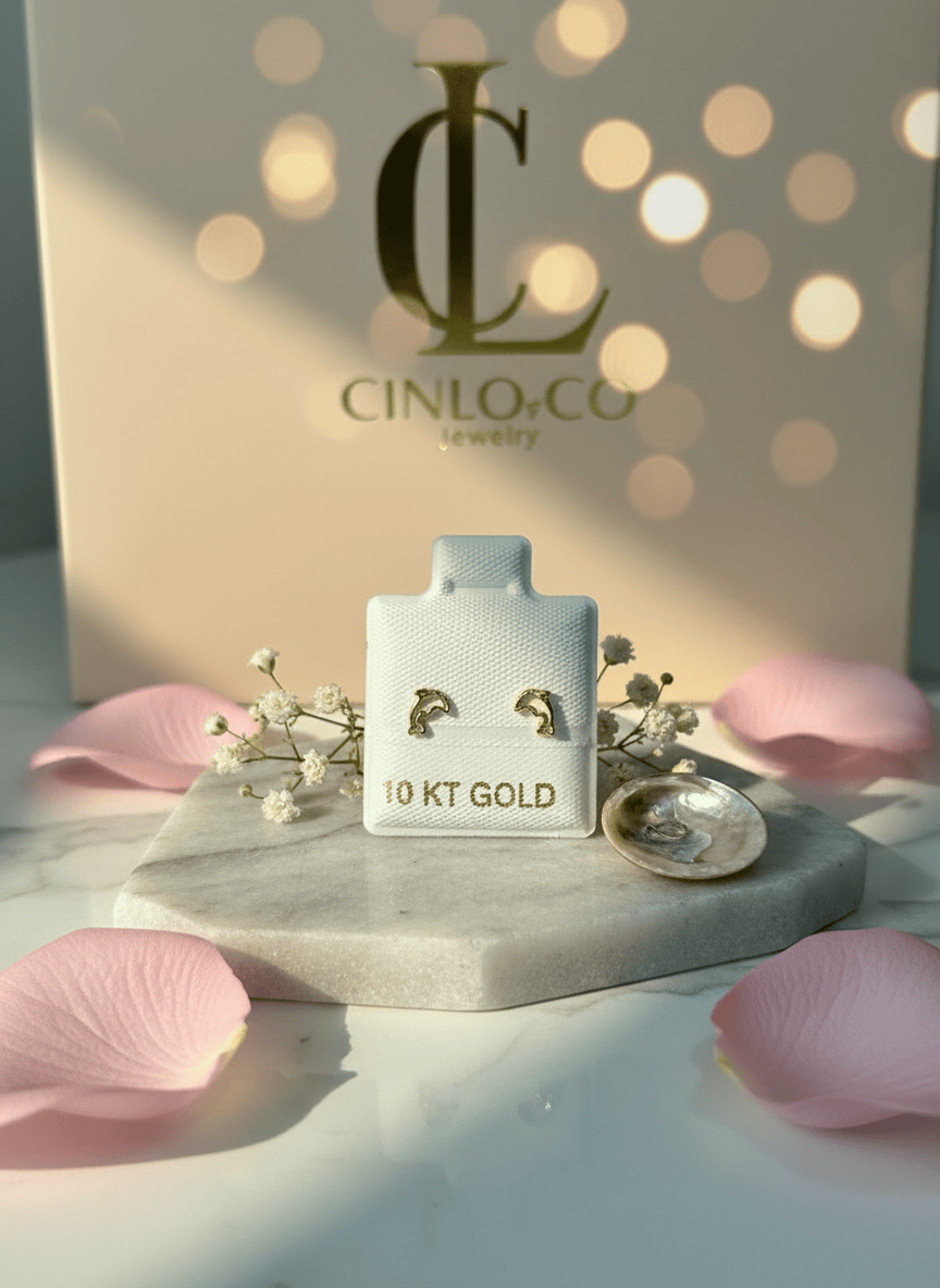 10k Dainty Dolphin Earrings