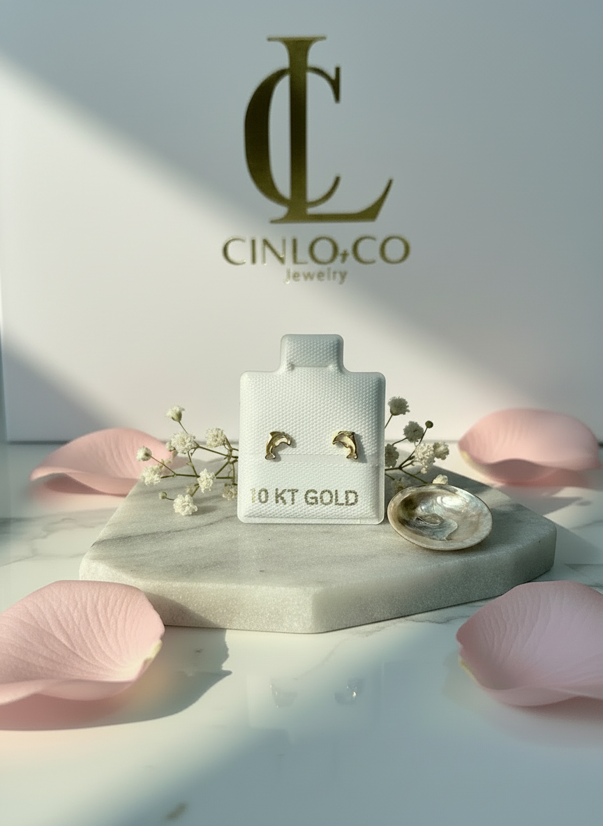 10k Dainty Dolphin Earrings