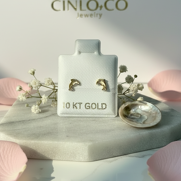 10k Dainty Dolphin Earrings