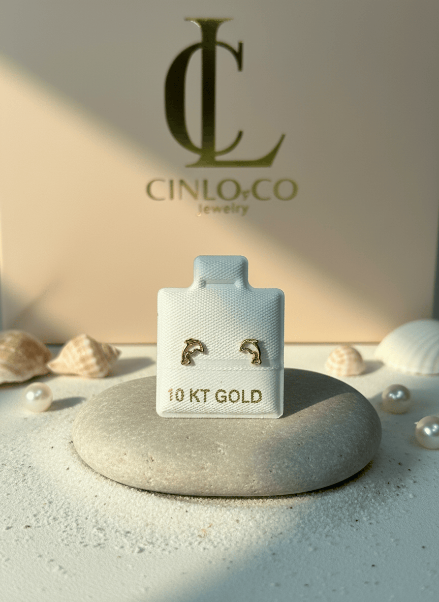 10k Dainty Dolphin Earrings
