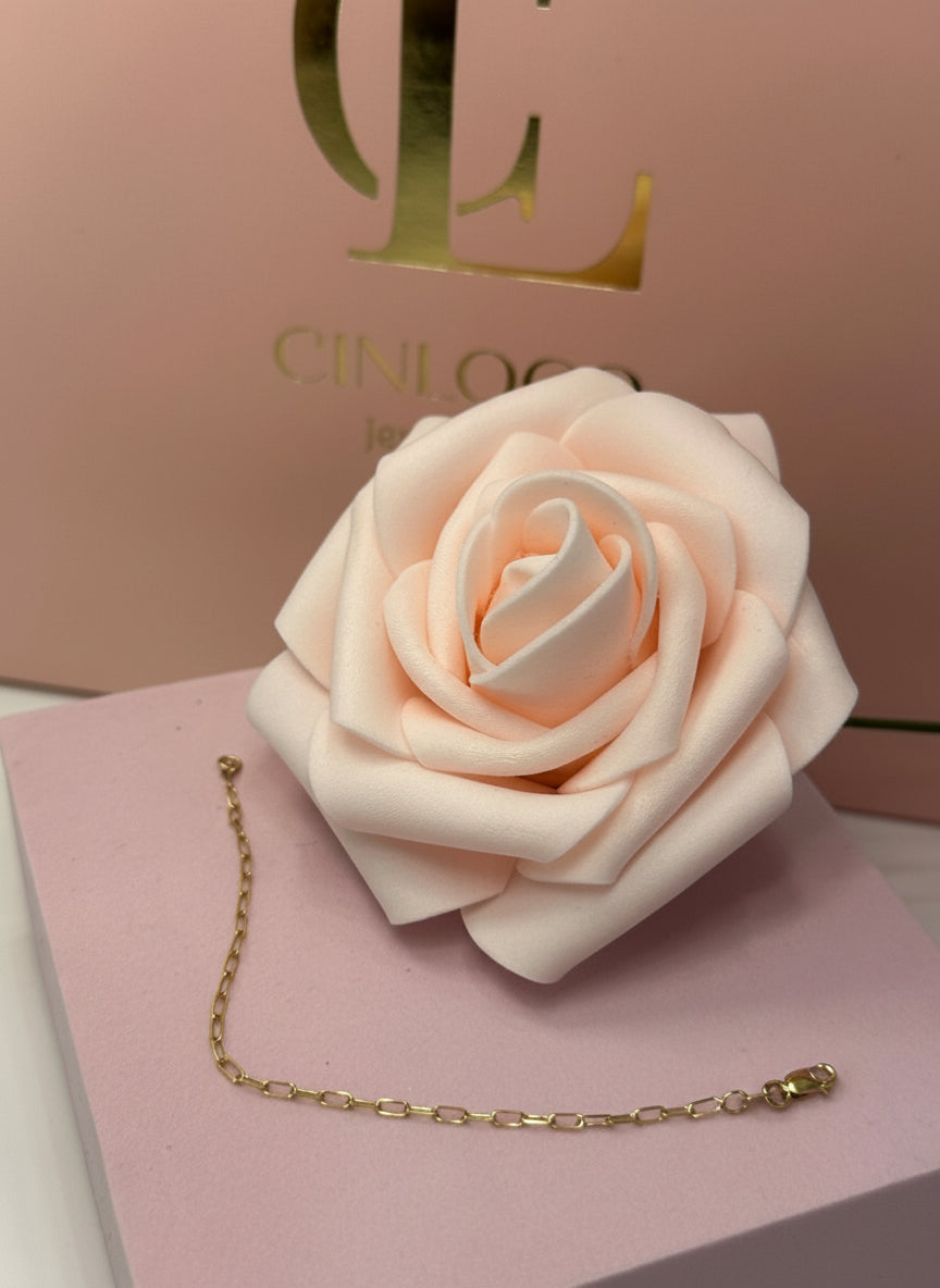 10k Dainty Paper Clip Baby Bracelet - CinloCo