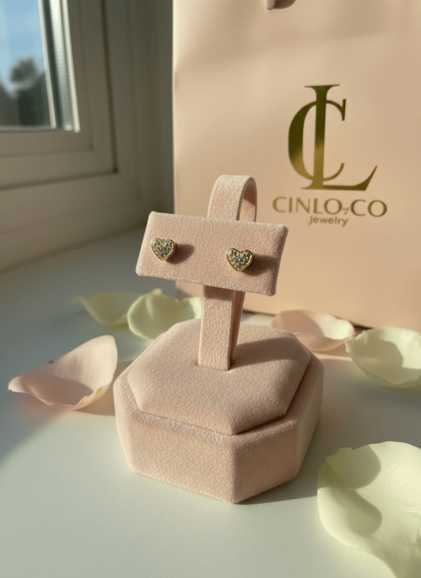 10k Dazzle Heart Earrings