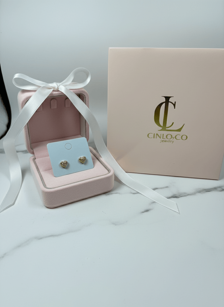 10k Dazzle Heart Earrings