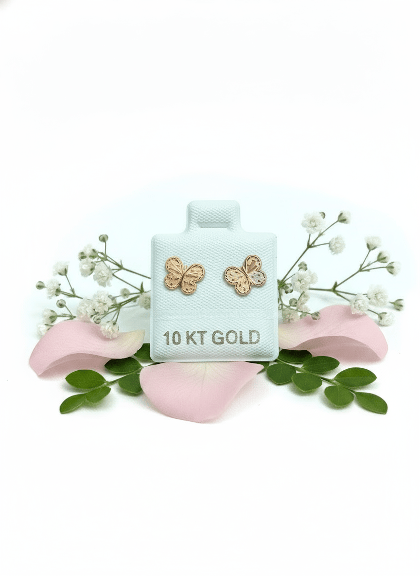 10k Tricolor Flutter Earrings