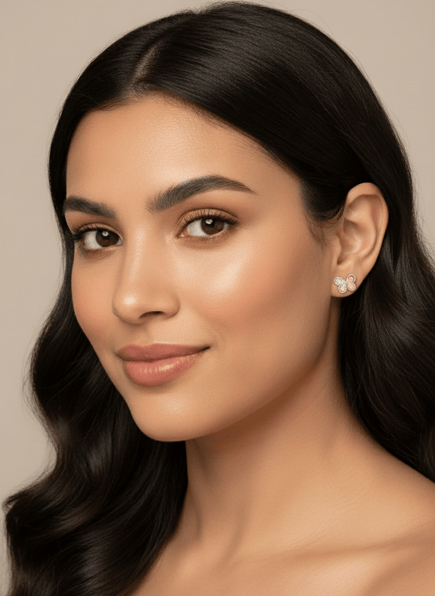 10k Tricolor Flutter Earrings