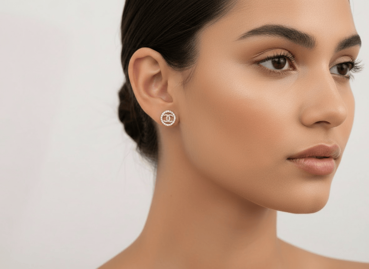 10k Solid Gold Double C studs