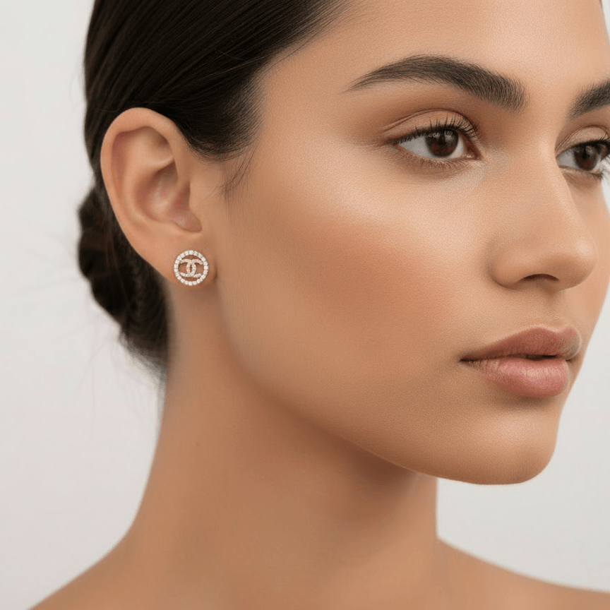 10k Solid Gold Double C studs