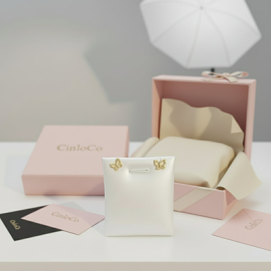 14k Butterfly Outline studs - CinloCo