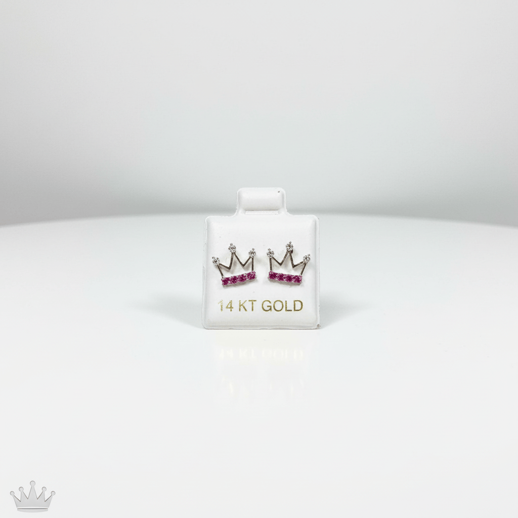 14k Solid Gold Crown Me Earrings