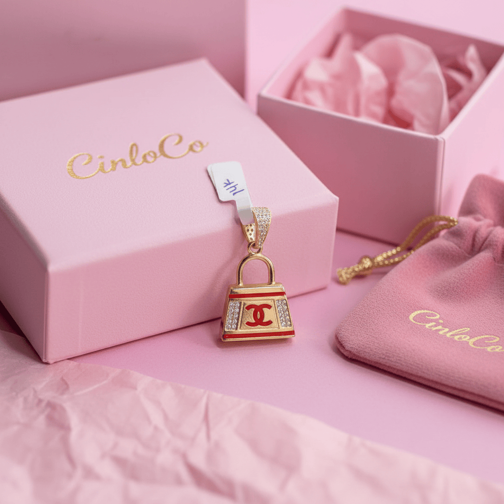 14k Solid Gold Double C Necklace Pendant