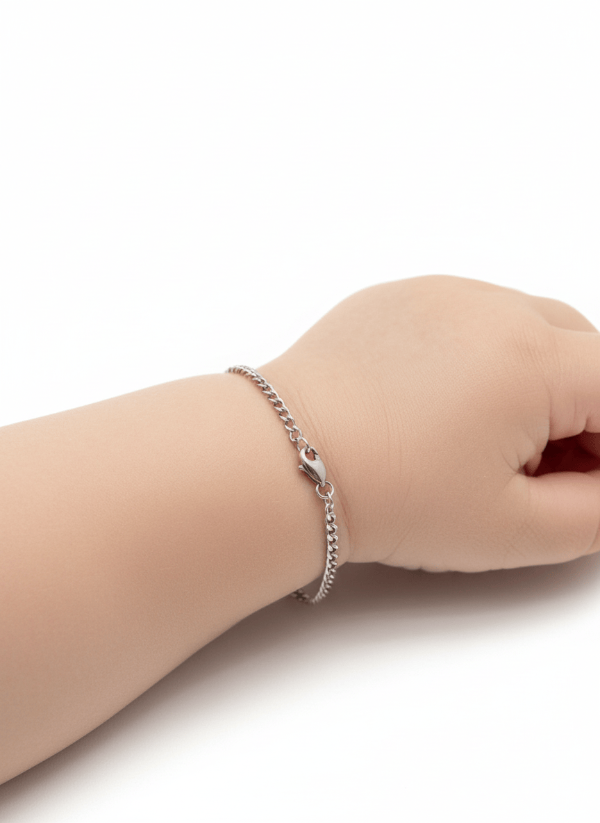 14k White Gold Cuban Baby Bracelet