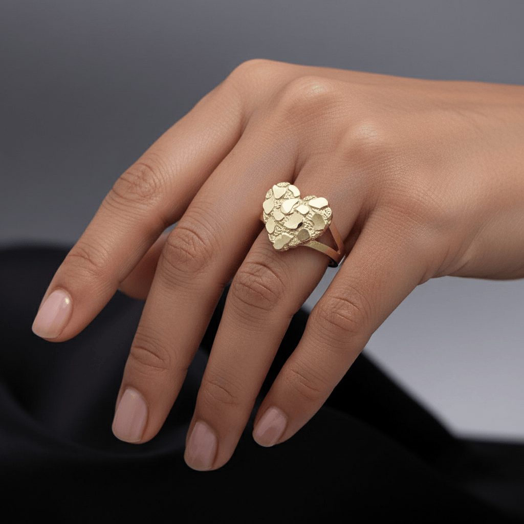 14k Nugget Heart Ring