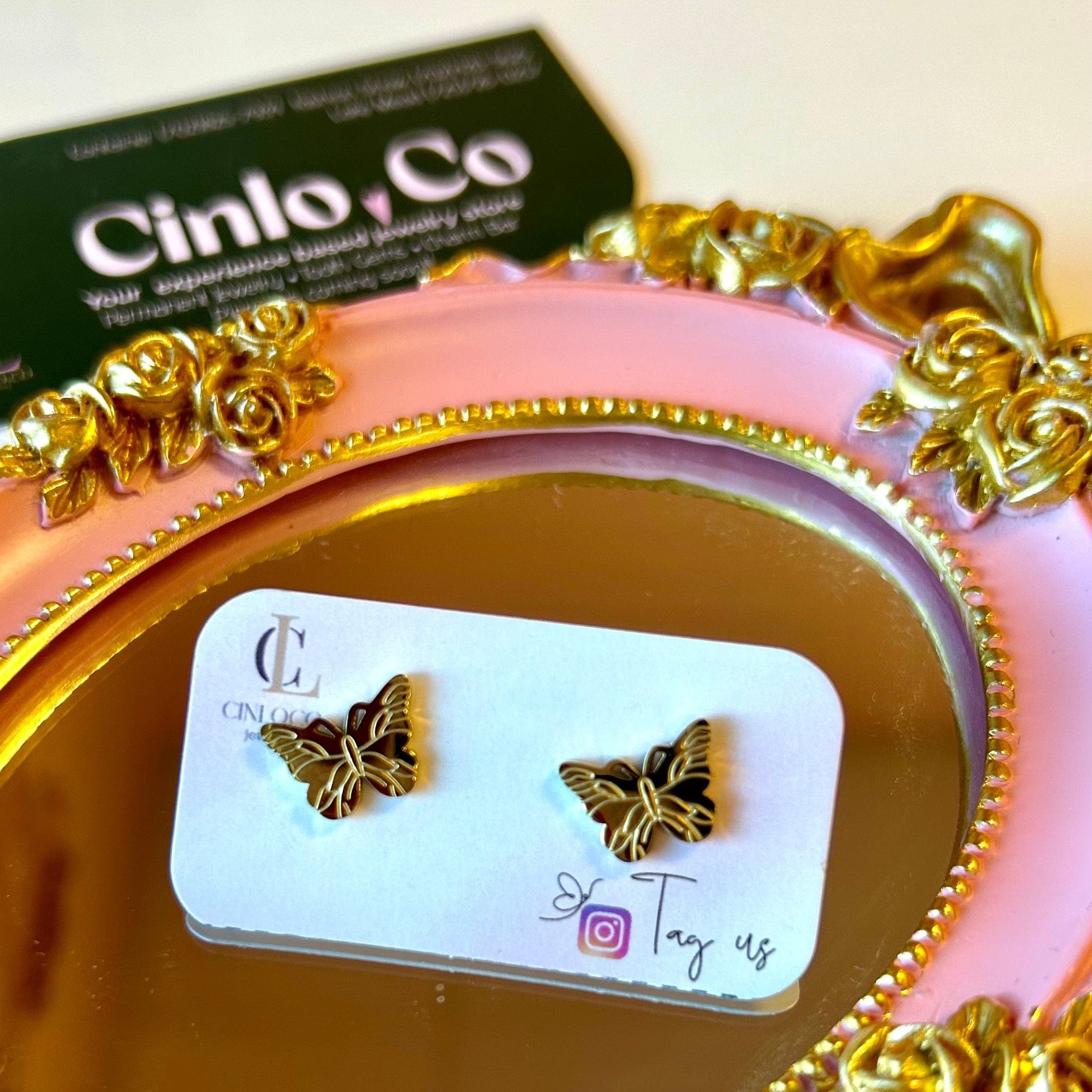 Adele Butterfly Studs - CinloCo