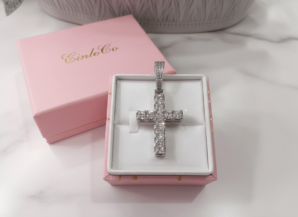 Bling out Square cut Cross pendent
