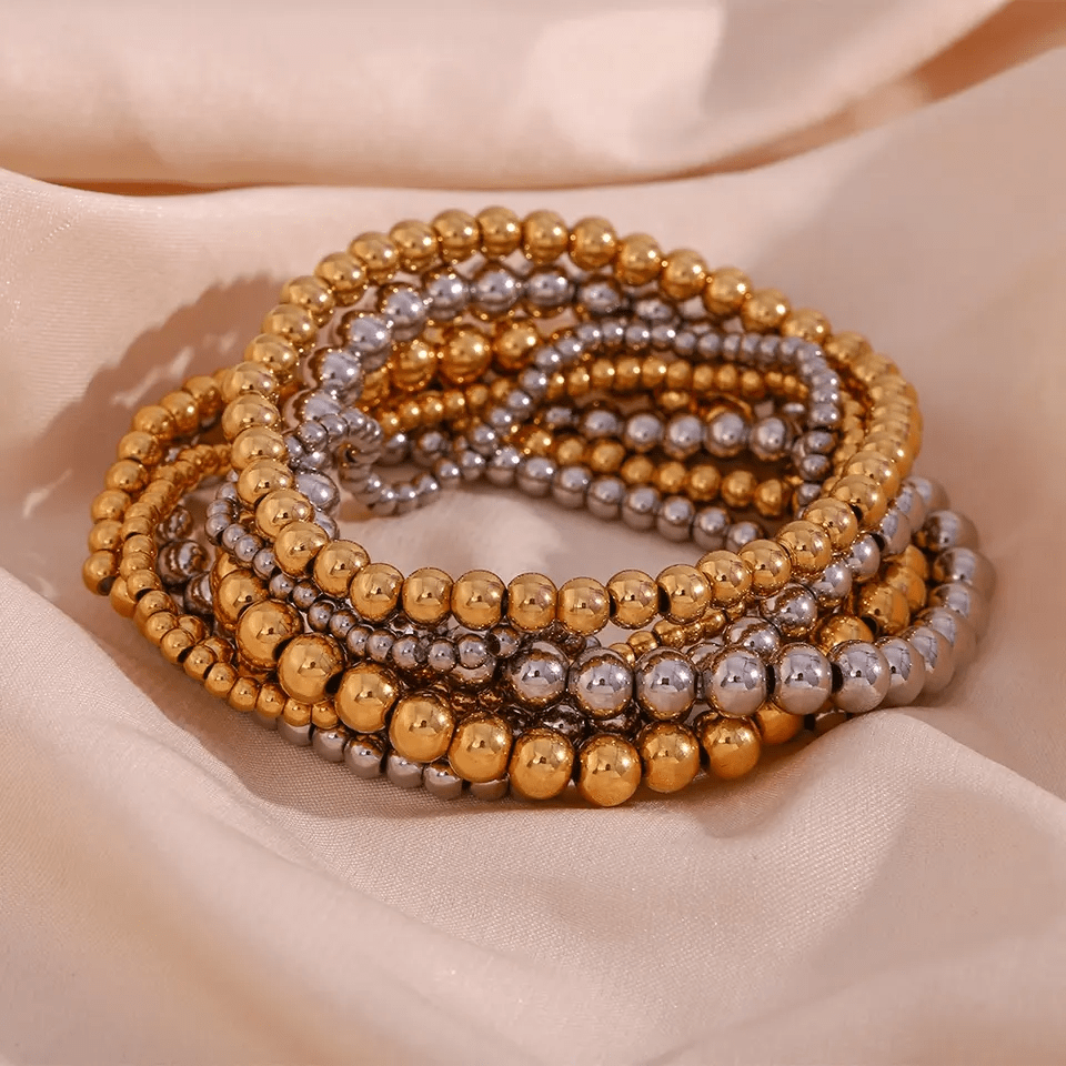 Gold & Silver Beaded Bracelets - CinloCo