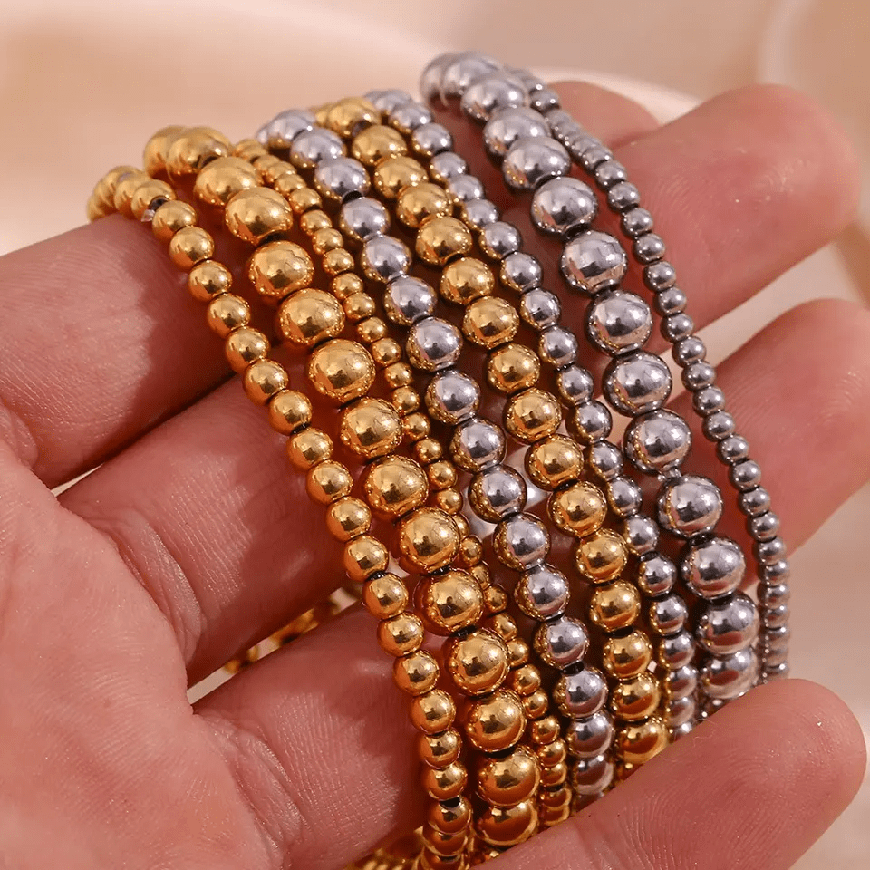 Gold & Silver Beaded Bracelets - CinloCo
