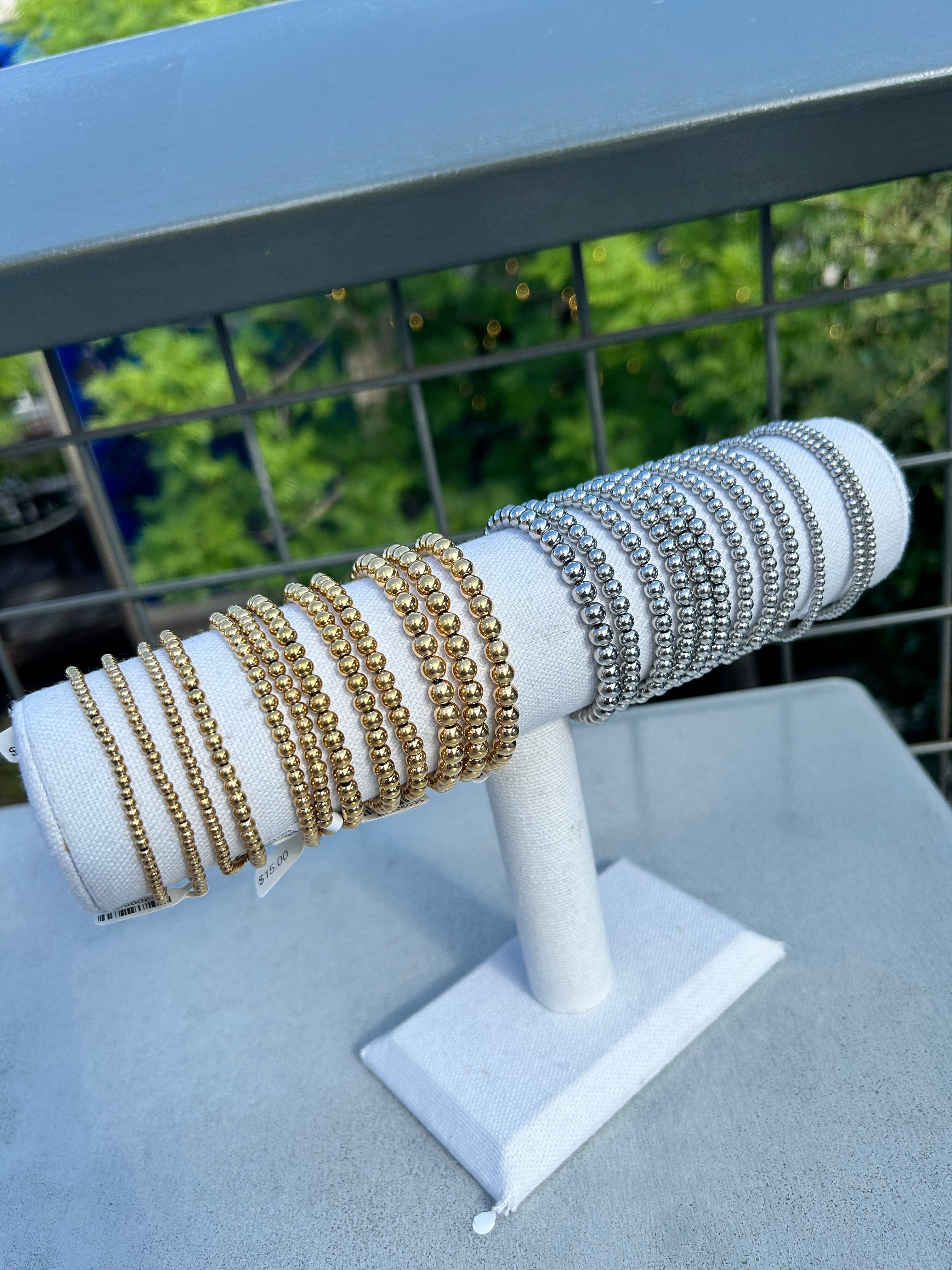 Gold & Silver Beaded Bracelets - CinloCo
