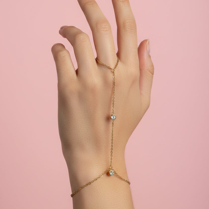 Crystal Center Bezel Gem Handchain - CinloCo