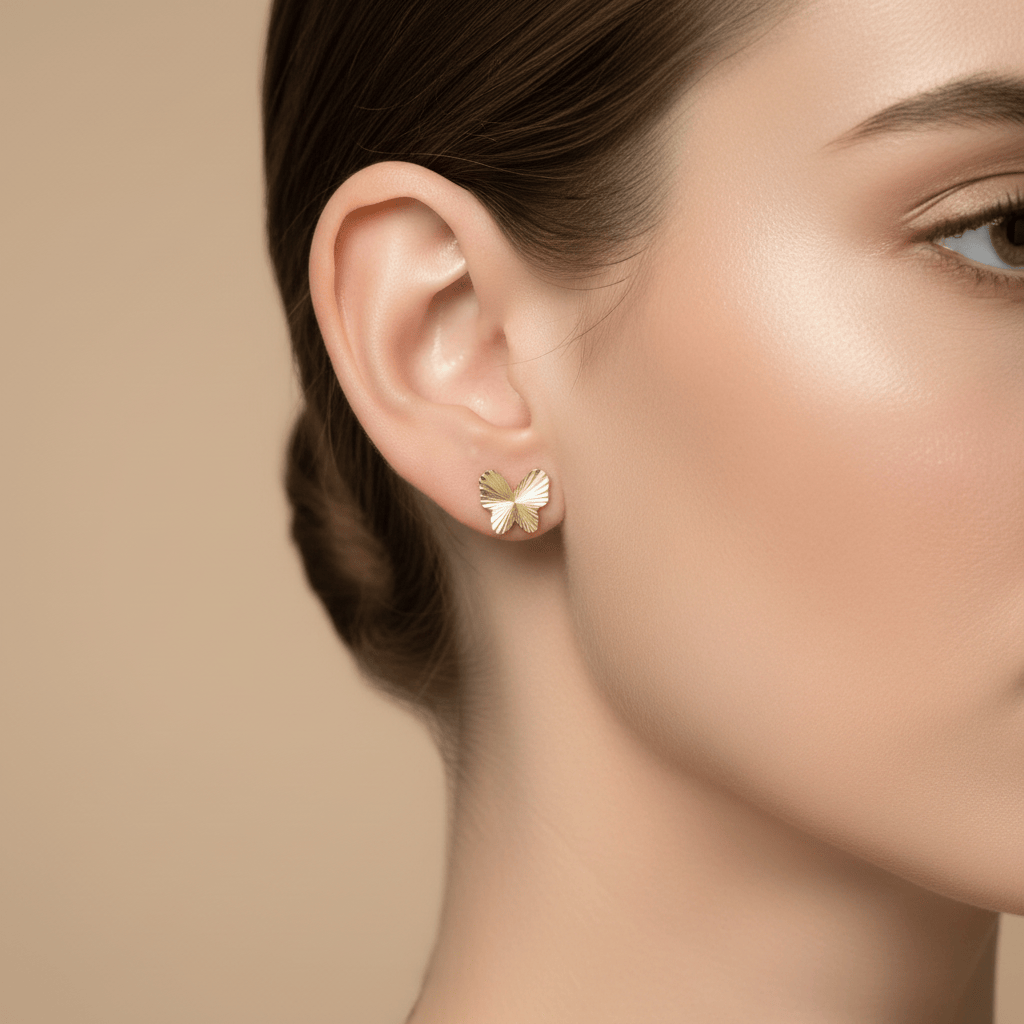 14k Solid Gold Flutter Earrings