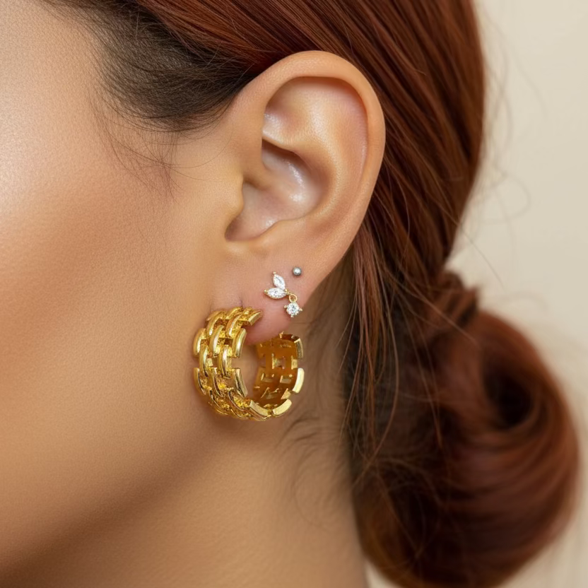 Chain Chunky Gold Hoops - CinloCo