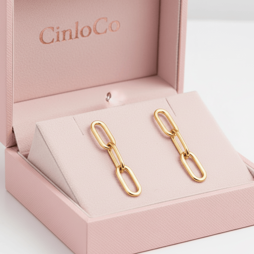 Paperclip Gold Earrings