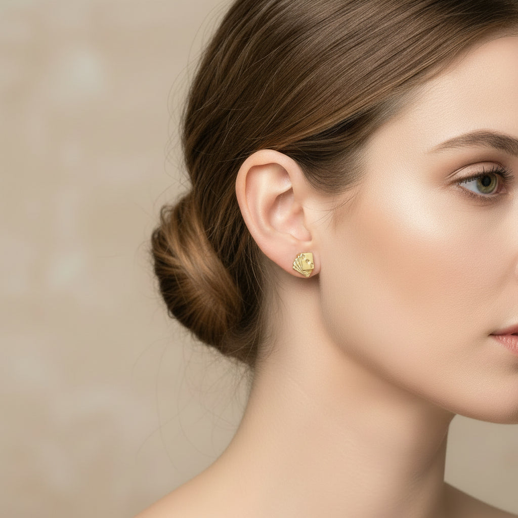 14k Solid Gold Poker Face Earrings - CinloCo