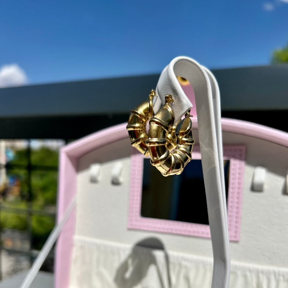 Ana Hollow Chunky Hoop Earrings - CinloCo