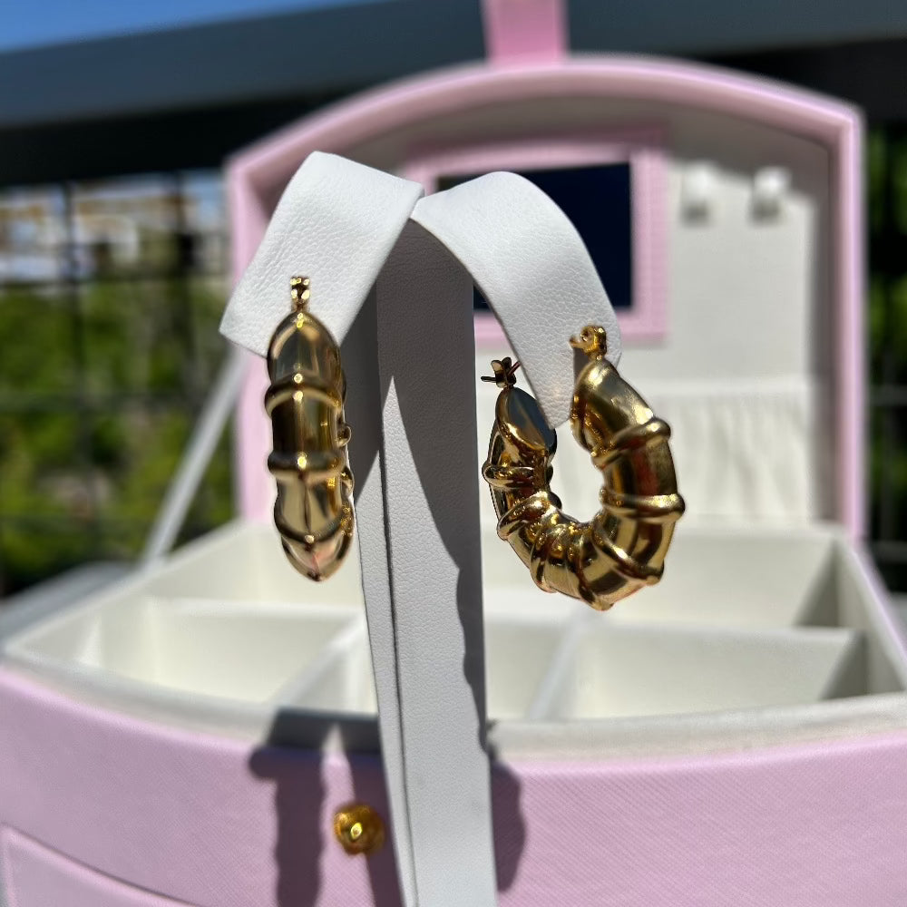 Ana Hollow Chunky Hoop Earrings - CinloCo