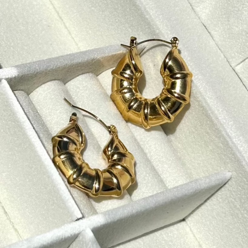 Ana Hollow Chunky Hoop Earrings - CinloCo