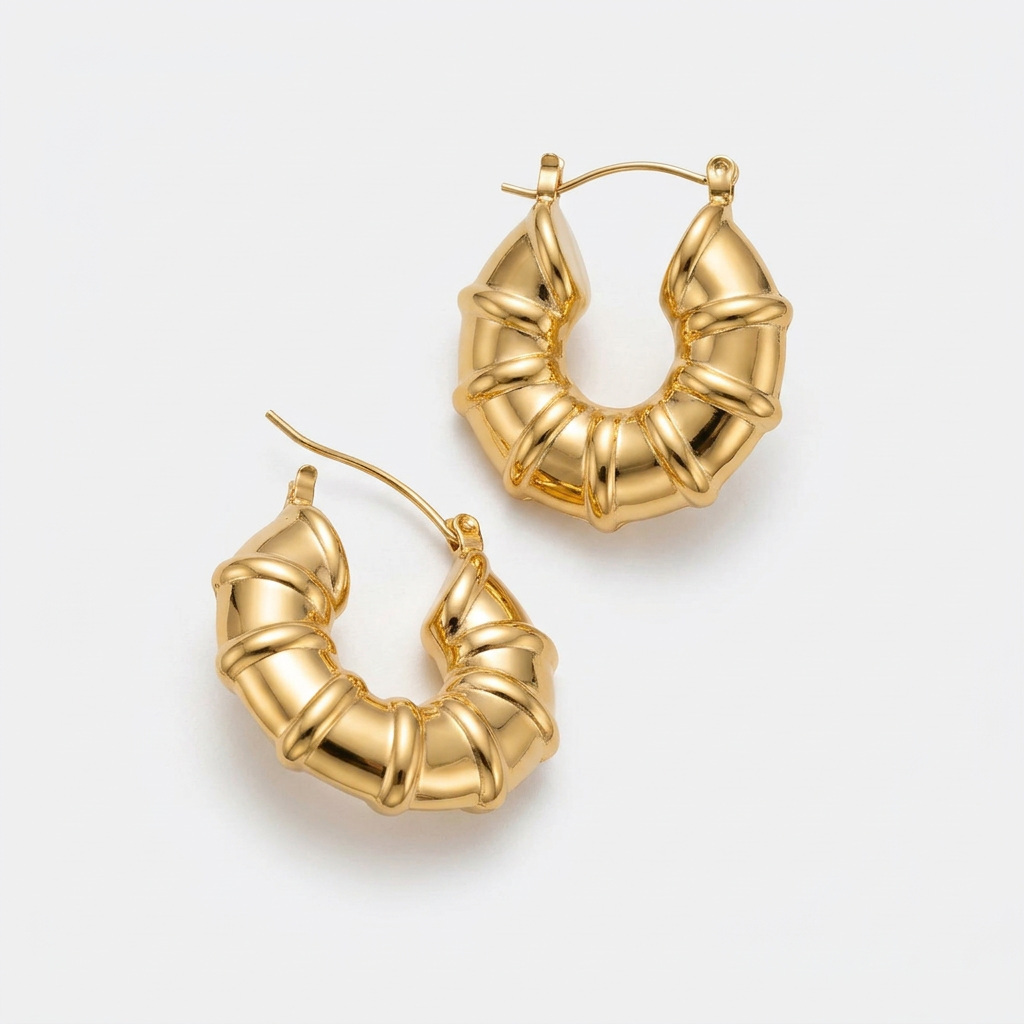 Ana Hollow Chunky Hoop Earrings - CinloCo