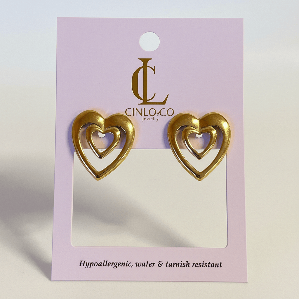 Blank Space Heart Studs Earrings