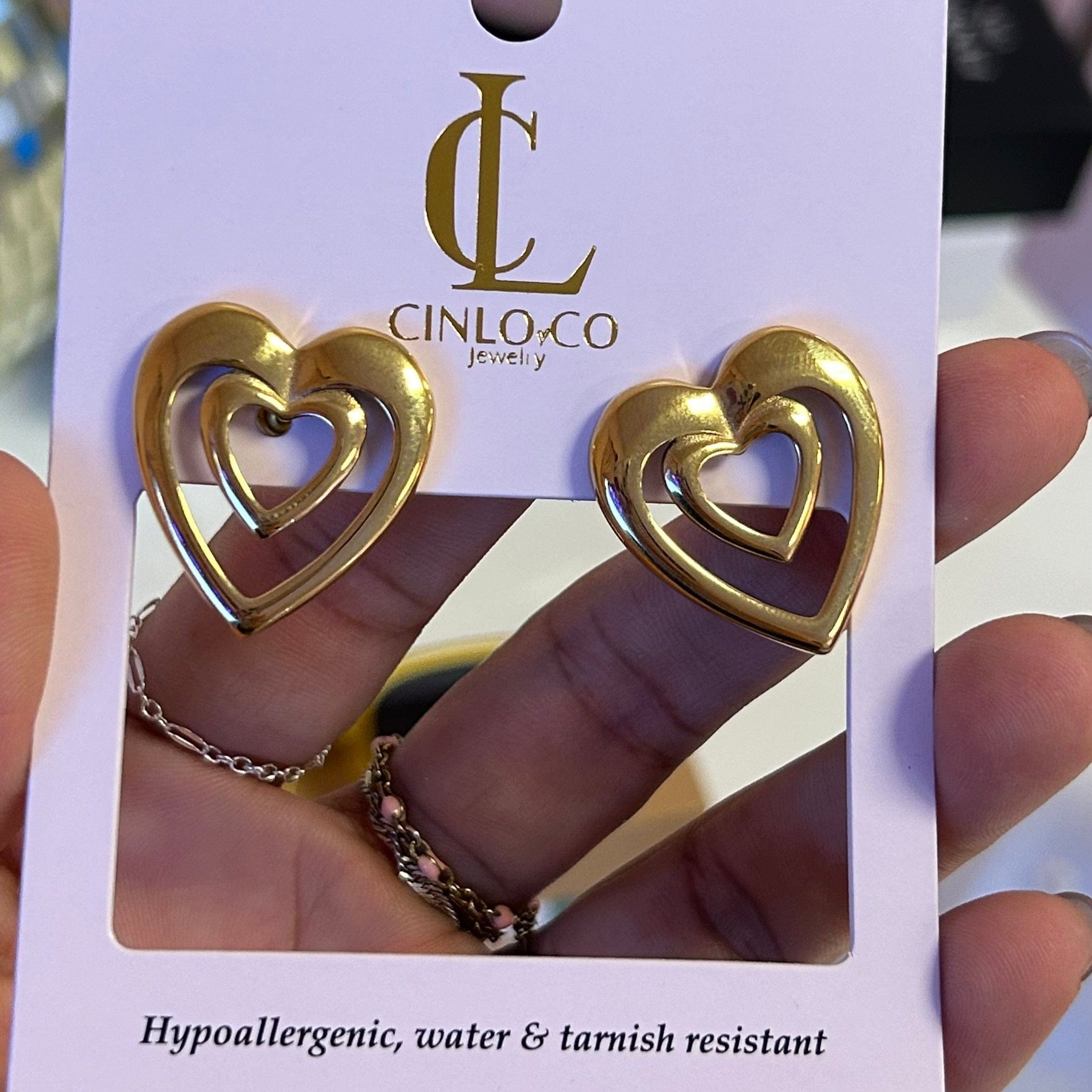 Blank Space Heart Studs Earrings - CinloCo