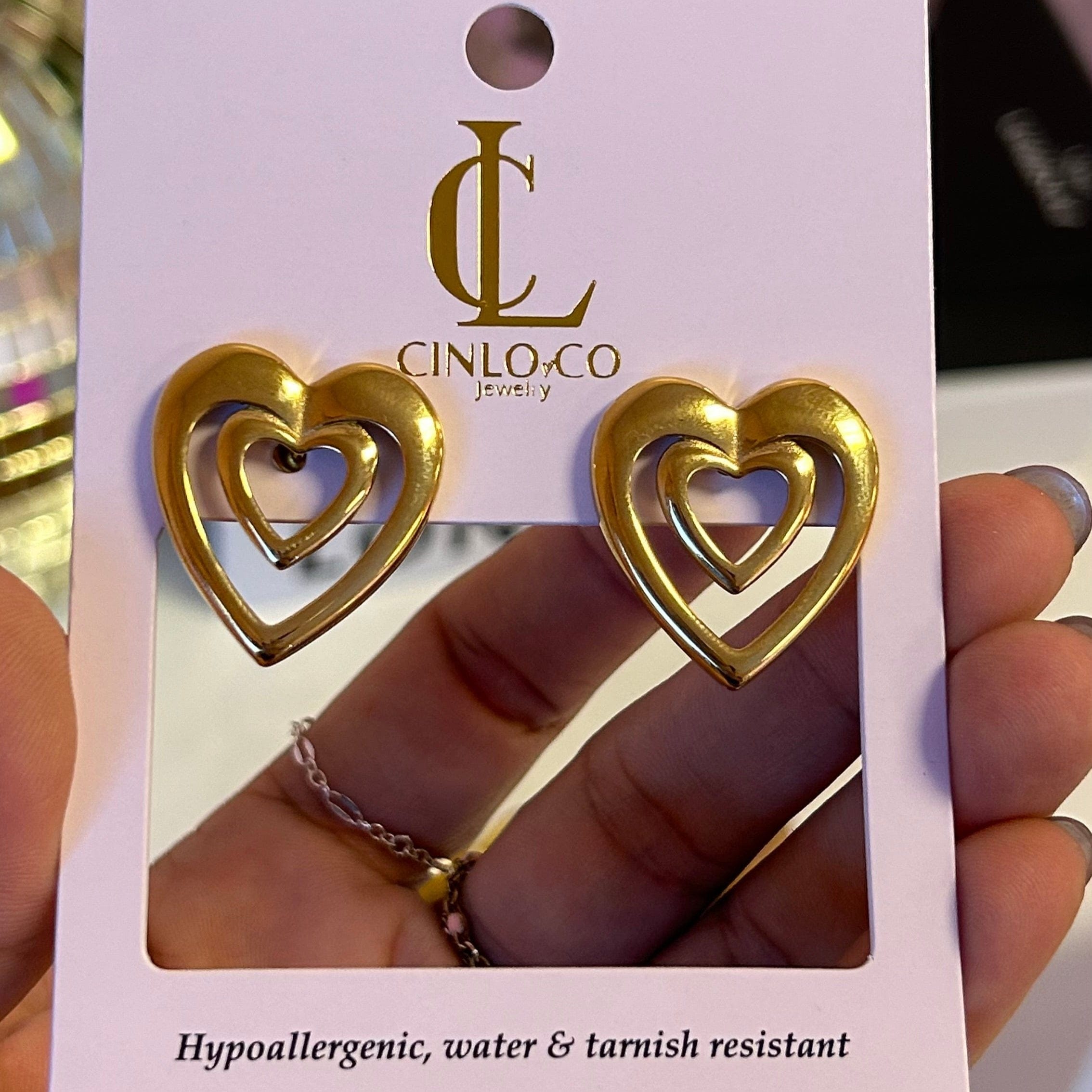 Blank Space Heart Studs Earrings - CinloCo