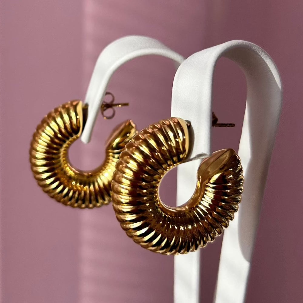 Elena Hollow Chunky Hoop Earrings - CinloCo