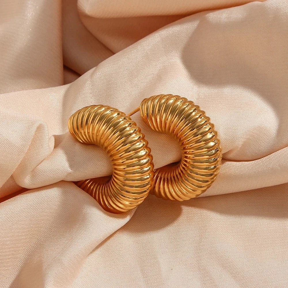 Elena Hollow Chunky Hoop Earrings - CinloCo