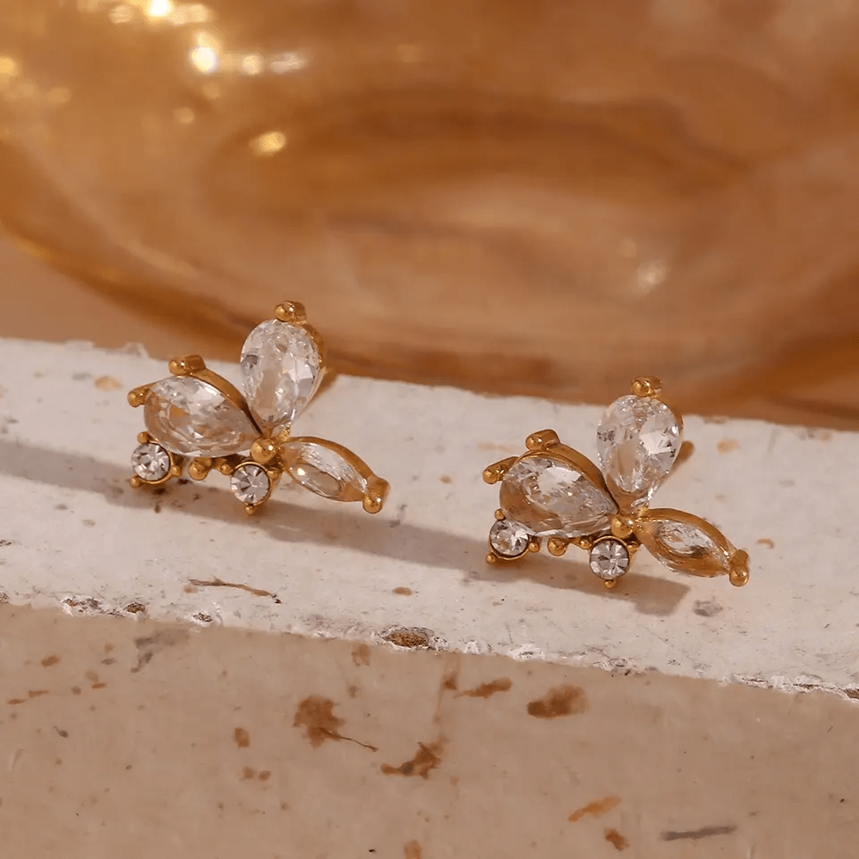 Flower Crystal Stud Earrings - CinloCo