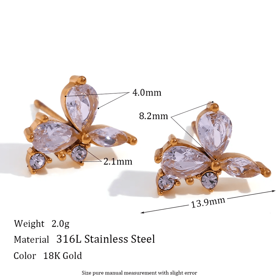 Flower Crystal Stud Earrings - CinloCo