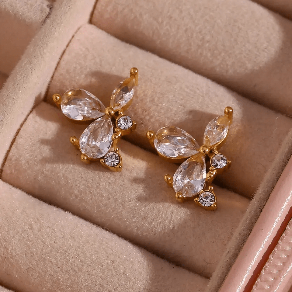 Flower Crystal Stud Earrings - CinloCo