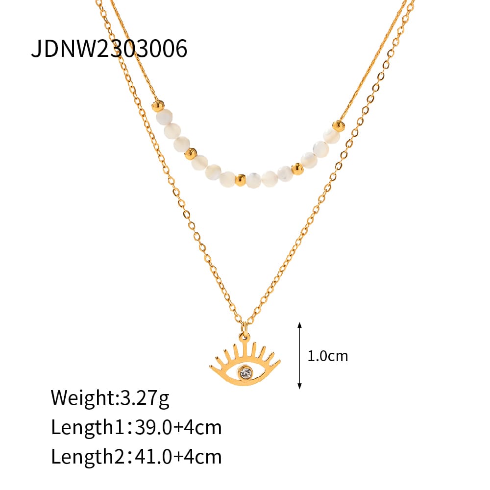 Elena Evil Eye Protection Double Layer Necklace - CinloCo