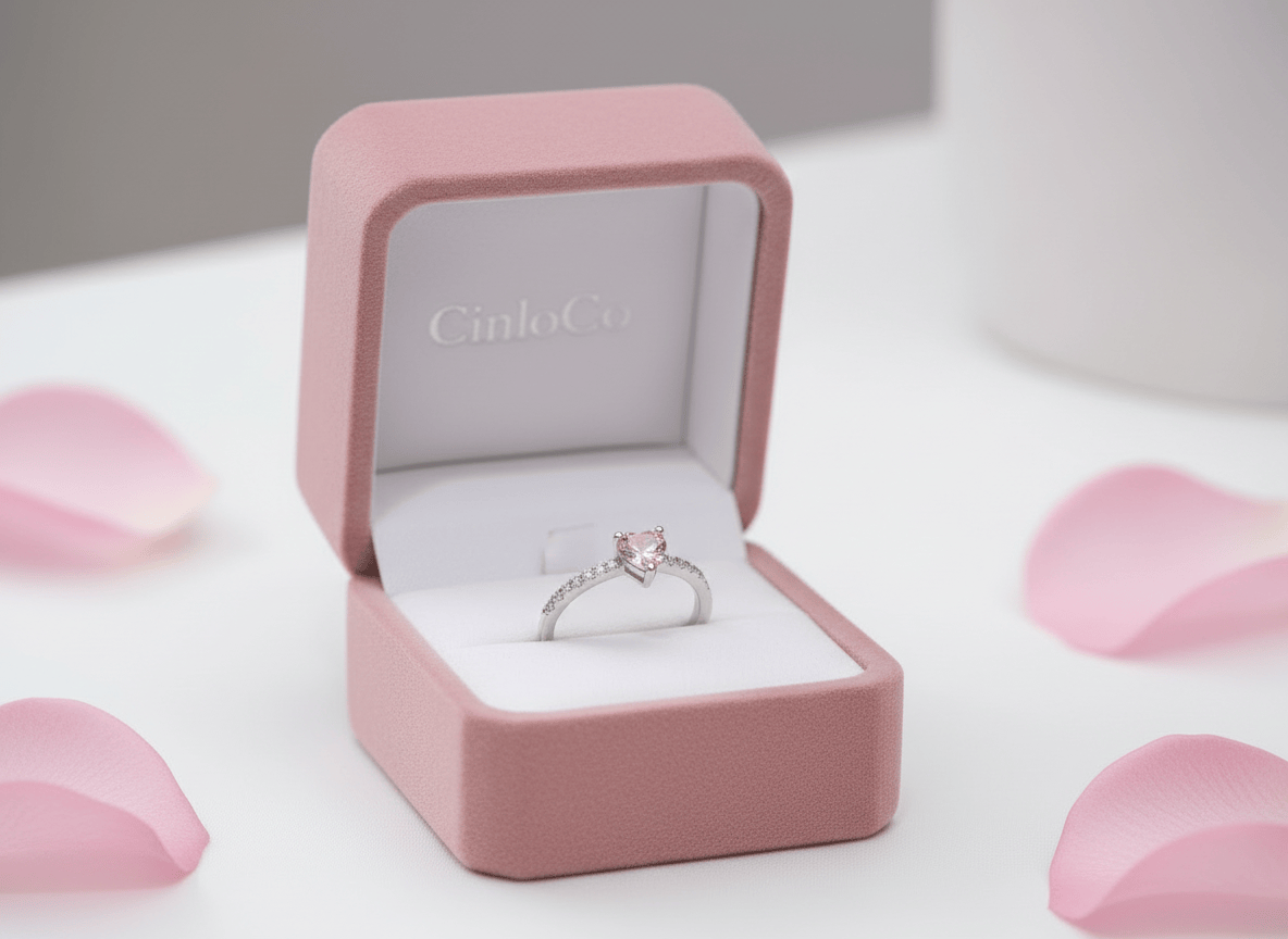 Little Pink Heart with CZ stones