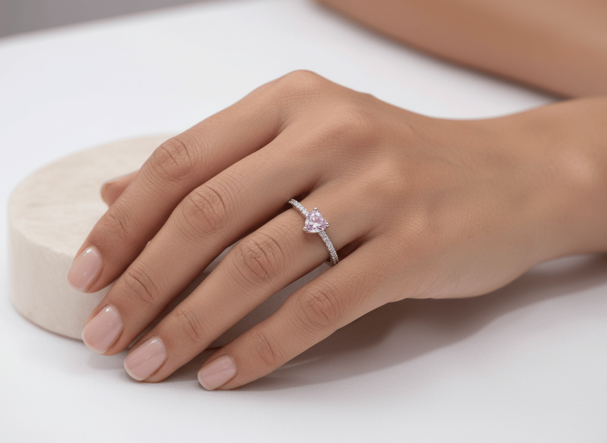 Little Pink Heart with CZ stones