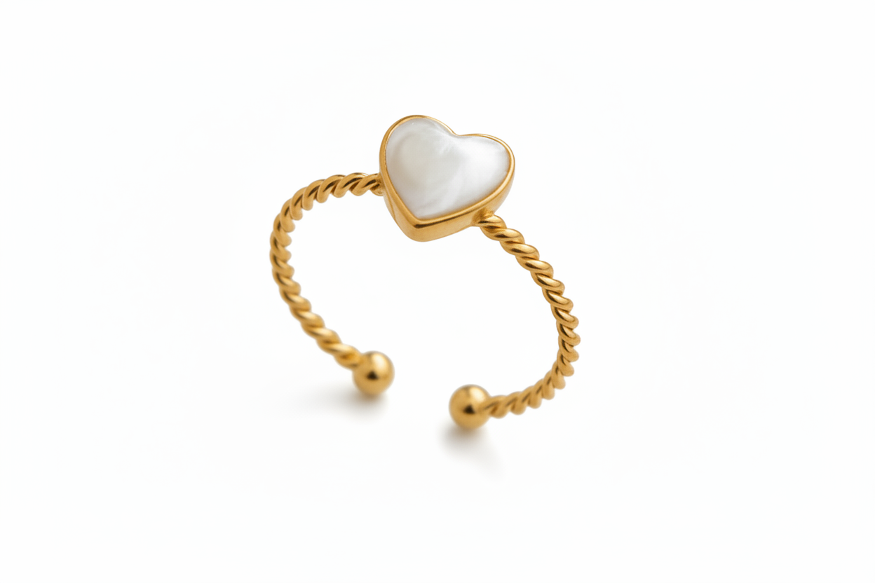 Mother pearl heart rings