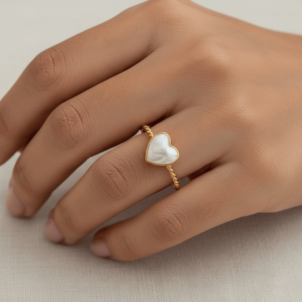 Mother pearl heart rings