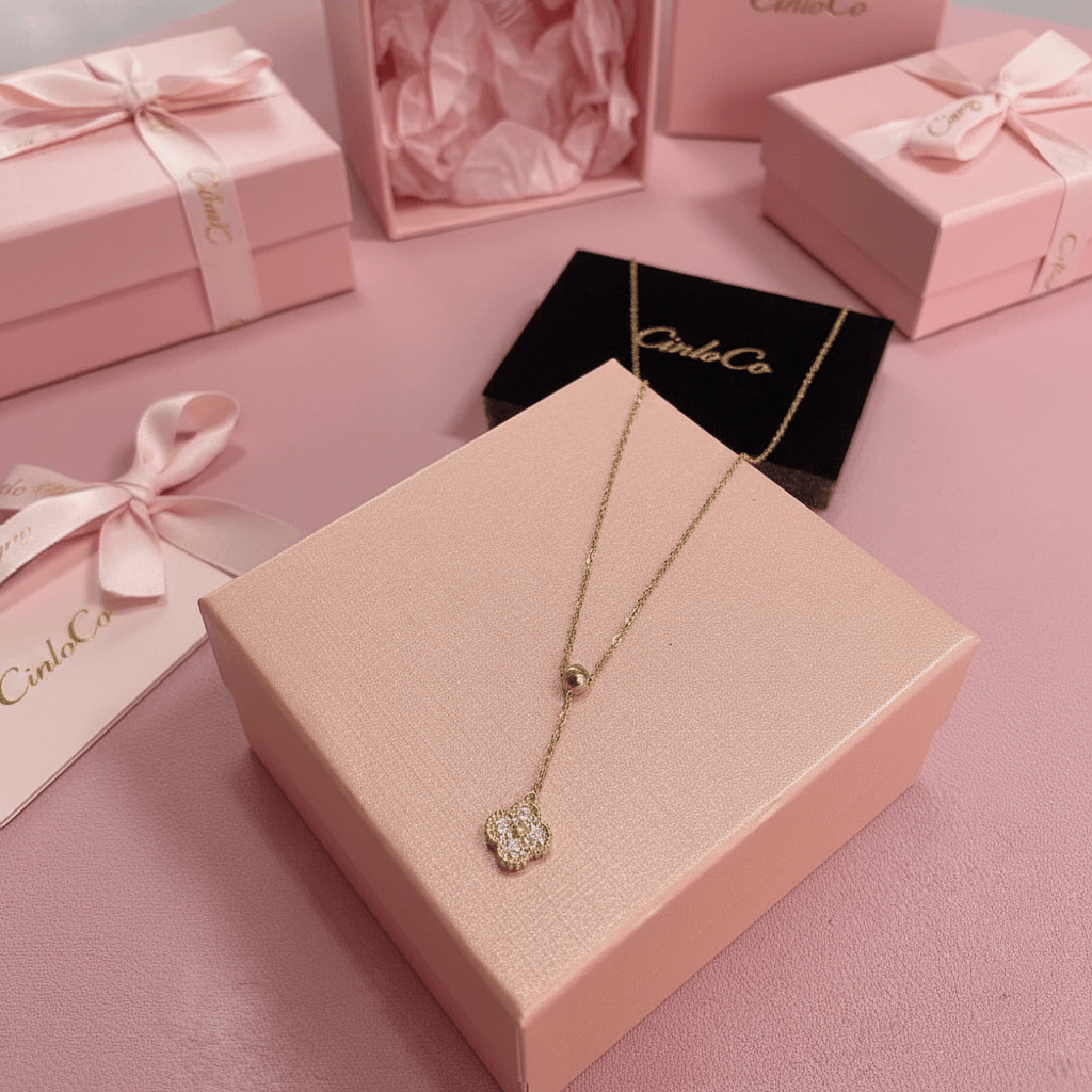 18k Solid Gold Clever Clover Necklace