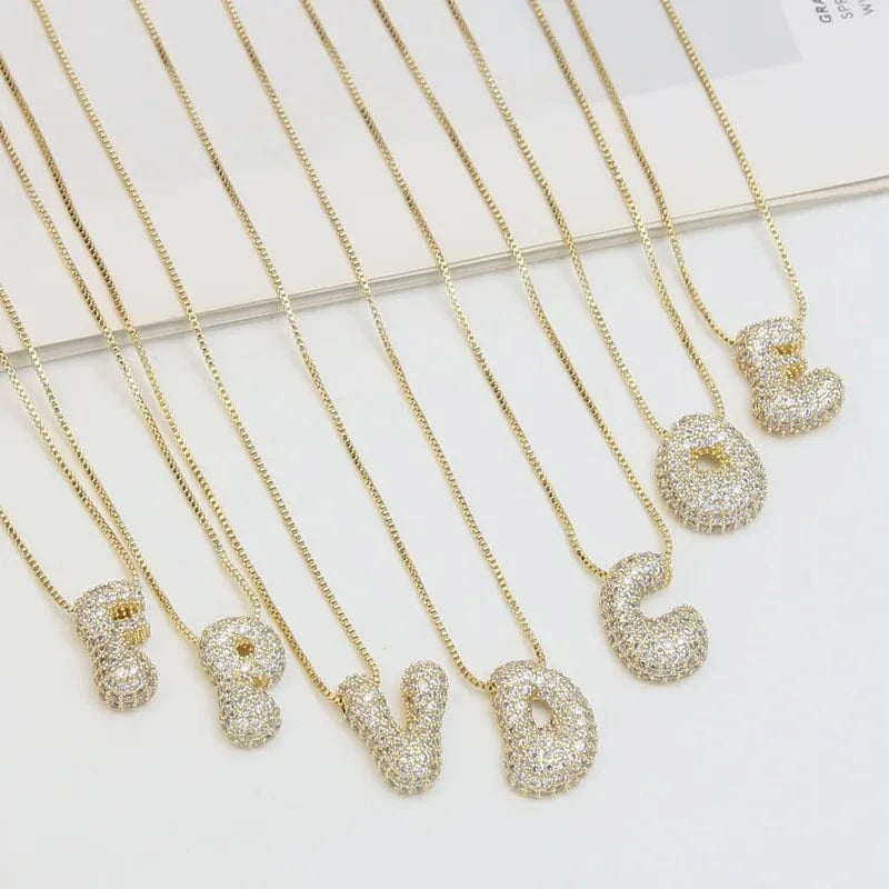 Bubble Initial Letter Necklace - CinloCo