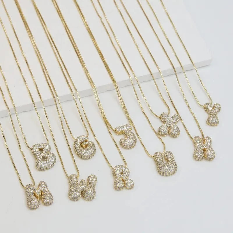Bubble Initial Letter Necklace - CinloCo