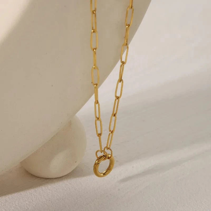 Sliding Charm Clasp Paperclip Necklaces